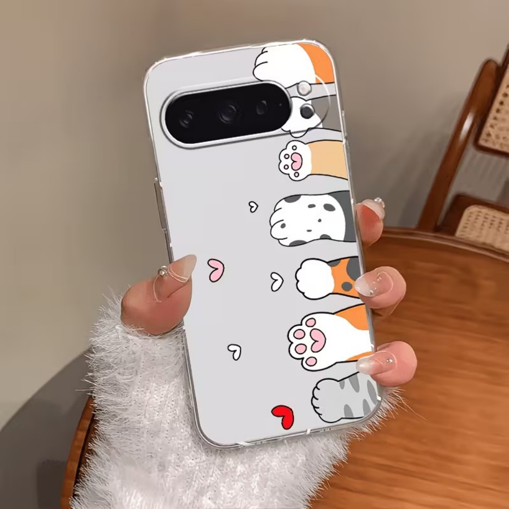 Google Pixel 8A - غطاء هاتف سيليكون شفاف بتصميم مخلب