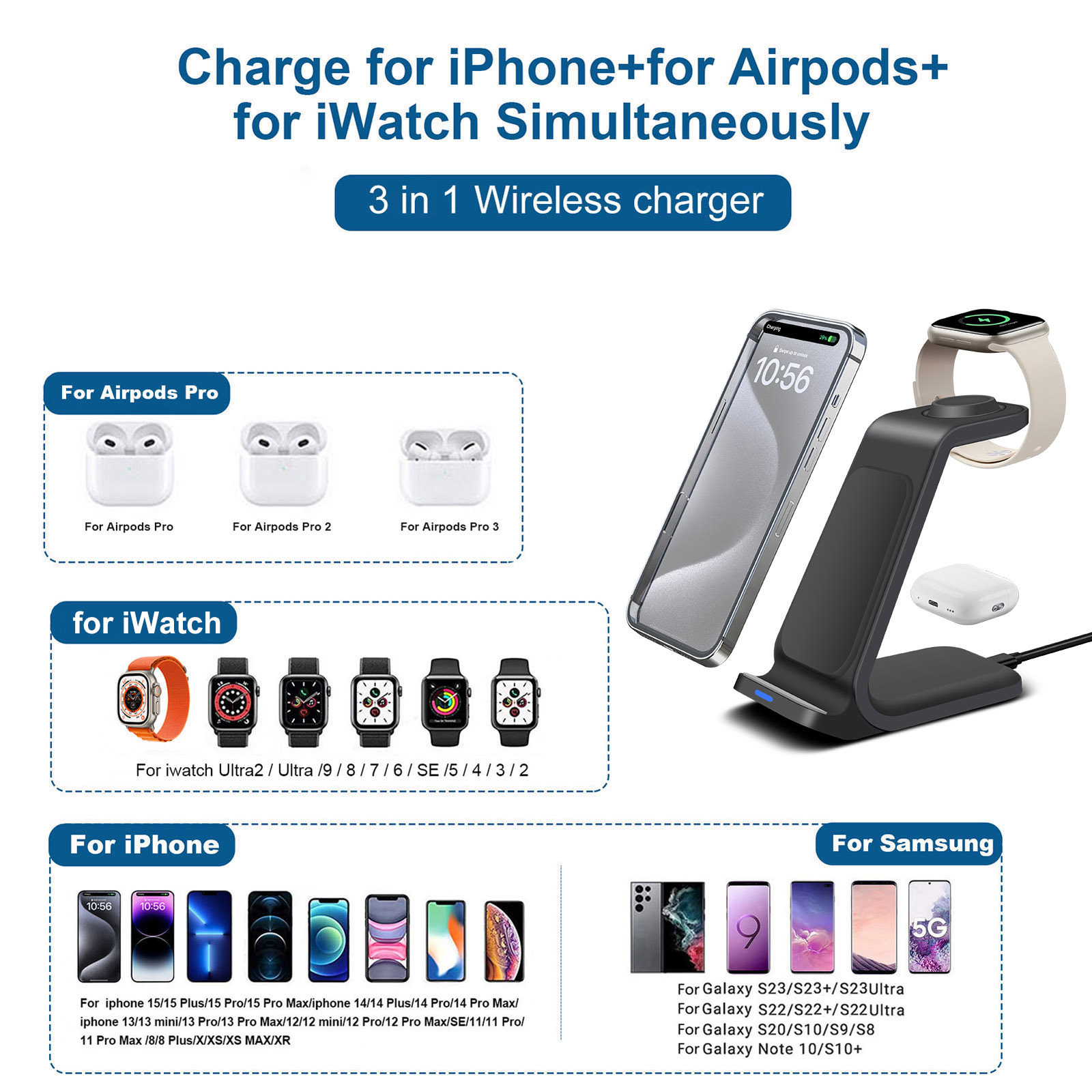 محطة شحن 3 في 1 لهاتف iPhone،  - مراجعة Smartwatch X وسعره