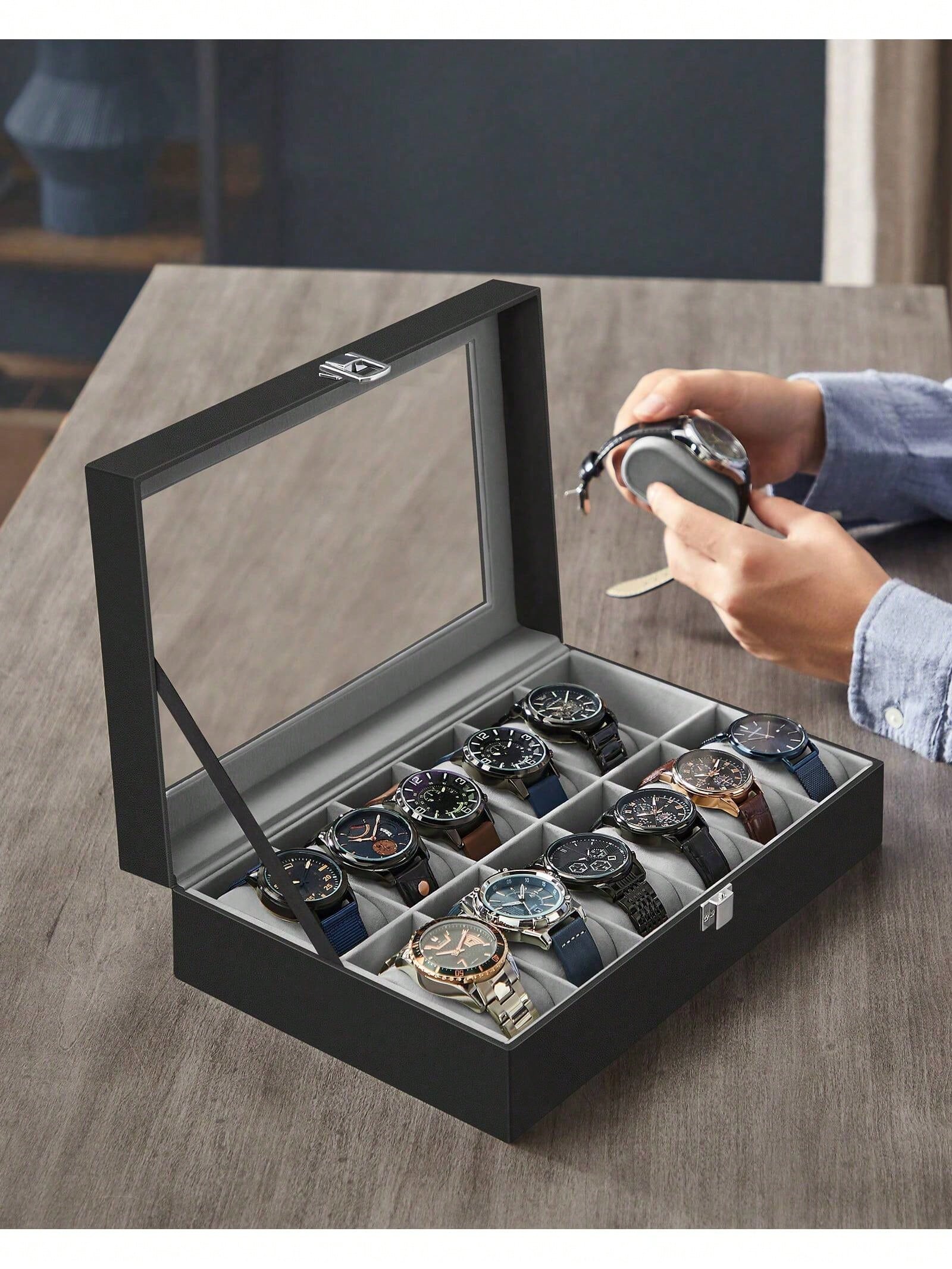 صندوق ساعات بـ 12 فتحة قابل لل - مراجعة Accessories With Watch وسعره